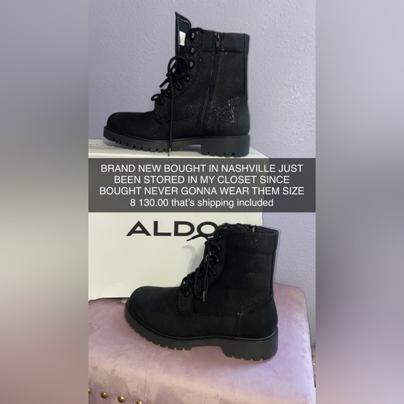 (SOLD)ALDO NWT BLACK WITH SILVER SPARKLE CUTE FOR FALL BOOTS - Picture 3 of 8